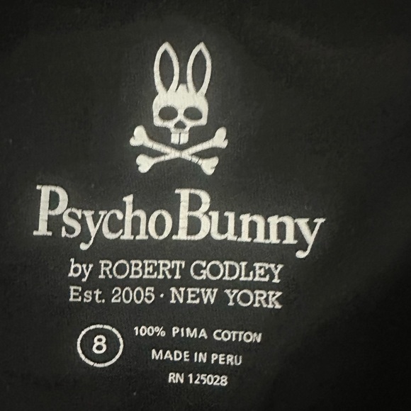 Psycho Bunny Men XL V-Neck Tee Black Pima Cotton Skull Y2K Grunge Streetwear Sk8 - Picture 4 of 5